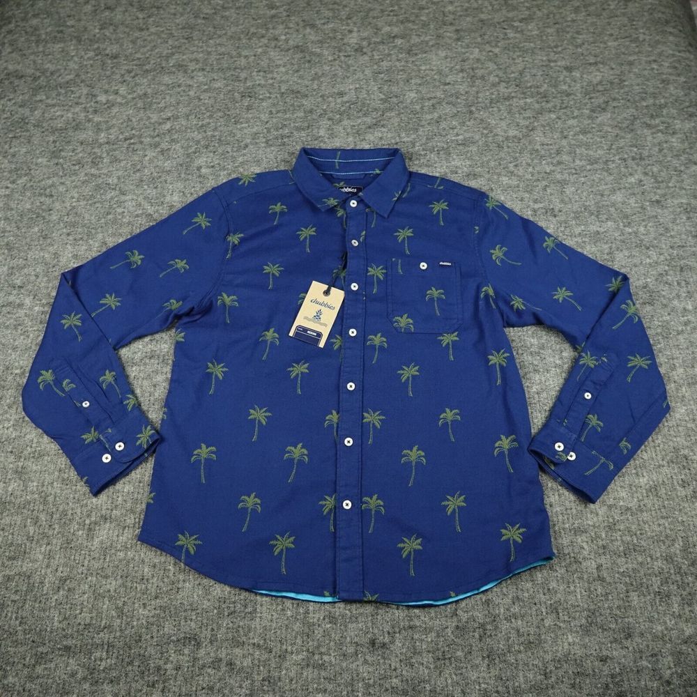 Chubbies Flannel‎ Shirt Mens Medium Blue The Evergreen Palm Outdoors Button Up